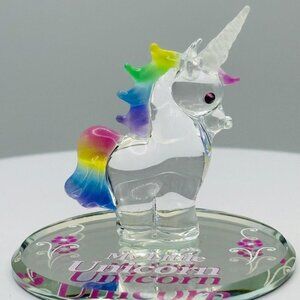 My Little Unicorn Glass Figurine | Rainbow Mane Fantasy Decor Girl Gift Collecti